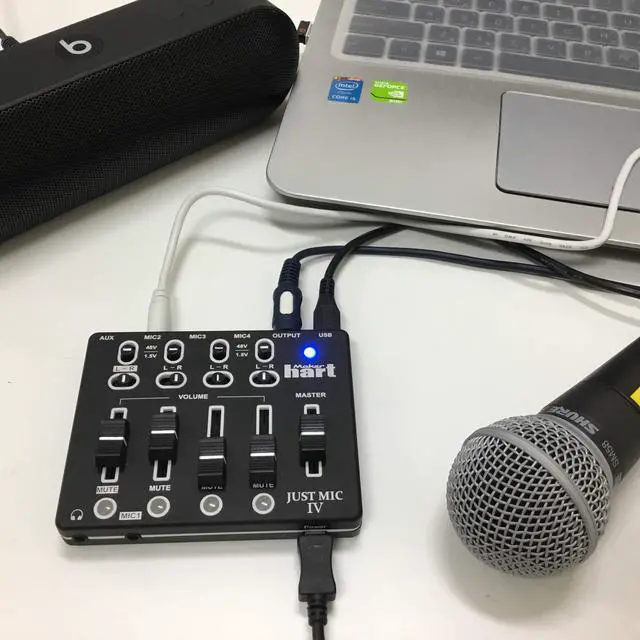 Alt view image 3 of 6 - Just Mic 4 mini Microphone Mixer 4 channels/Portable Phantom power/Audio Interface