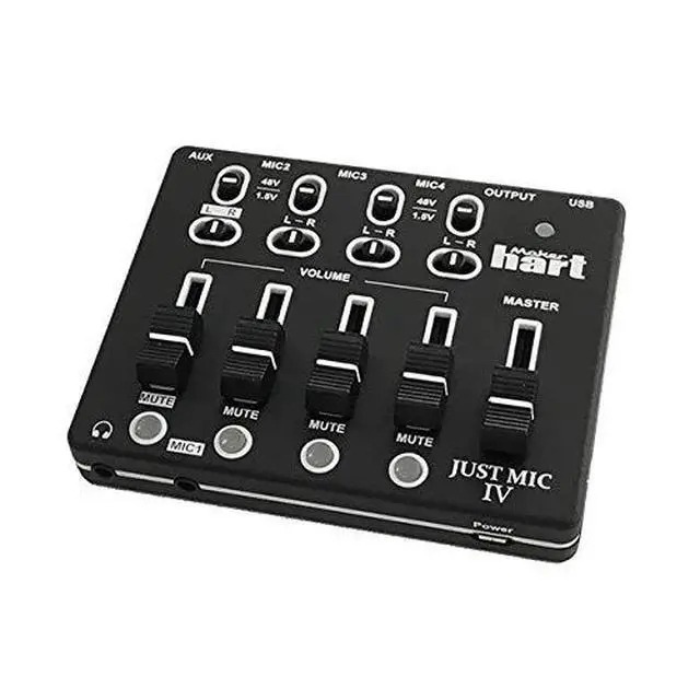 Alt view image 6 of 6 - Just Mic 4 mini Microphone Mixer 4 channels/Portable Phantom power/Audio Interface