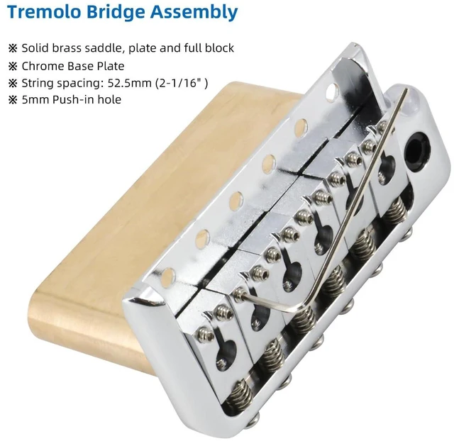 Alt view image 4 of 6 - Tremolo Bridge for PRS Style Electric Guitar, 52.5mm Full Solid Brass 6-Screws Tremolo Bridge (Silver)