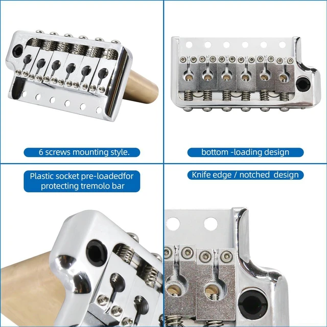 Alt view image 5 of 6 - Tremolo Bridge for PRS Style Electric Guitar, 52.5mm Full Solid Brass 6-Screws Tremolo Bridge (Silver)