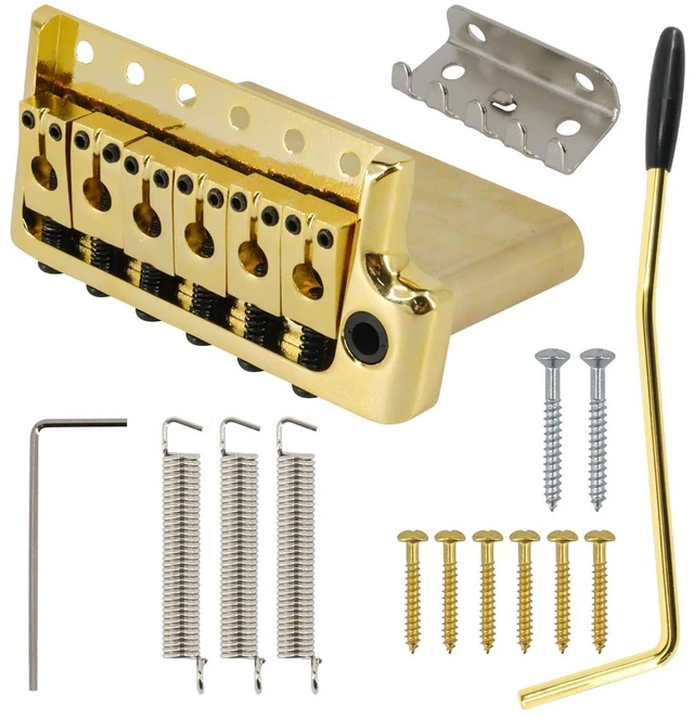 Main image of Tremolo Bridge for PRS Style Electric Guitar, 52.5mm Full Solid Brass 6-Screws Tremolo Bridge(Gold)