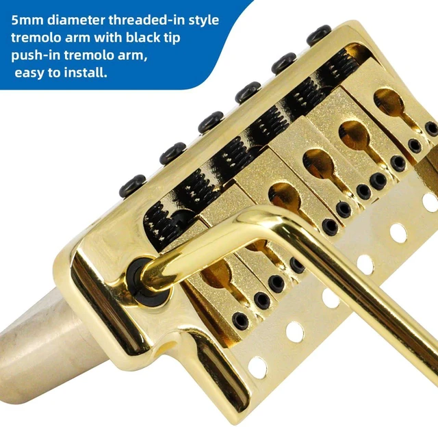 Alt view image 6 of 6 - Tremolo Bridge for PRS Style Electric Guitar, 52.5mm Full Solid Brass 6-Screws Tremolo Bridge(Gold)