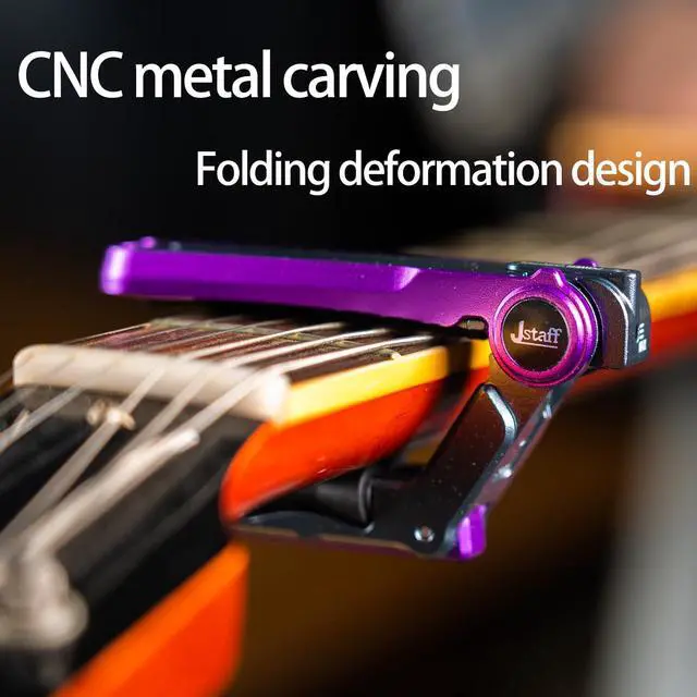 Alt view image 6 of 6 - 2025 Upgrade Rolling Guitar Capo, Aluminum Alloy - CNC Metal Carving Capo for Acoustic and Electric Guitars, Unique Folding and Hiding Design, Silky Smooth Movement, Precise Tuning. (SILVER)