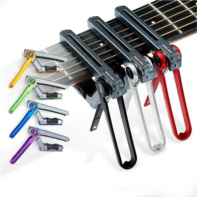 Alt view image 2 of 5 - 2025 Upgrade Rolling Guitar Capo, Aluminum Alloy - CNC Metal Carving Capo for Acoustic and Electric Guitars, Unique Folding and Hiding Design, Silky Smooth Movement, Precise Tuning. (YELLOW)