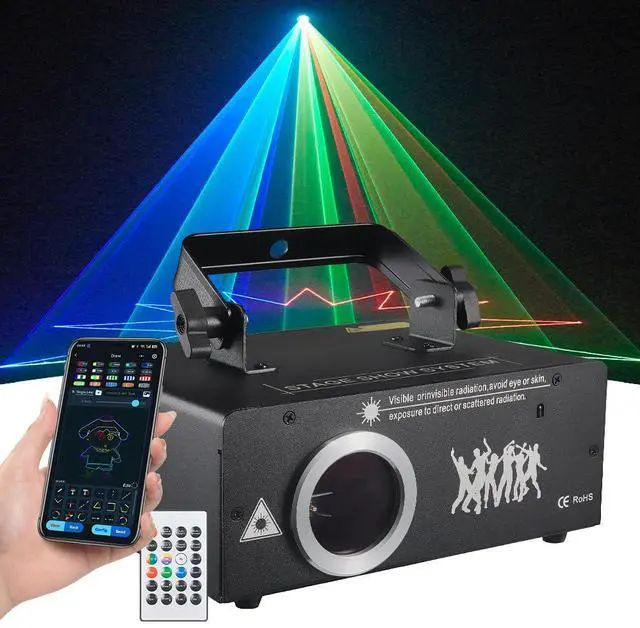 Main image of DJ Laser Light with App Control, 3D Animation Laser Projector for Party, Support Custom Drawing, Text Playback, Personalized Program, DMX Music Sound & Remote Laser Machine for Stage, Disco, Club, Bar