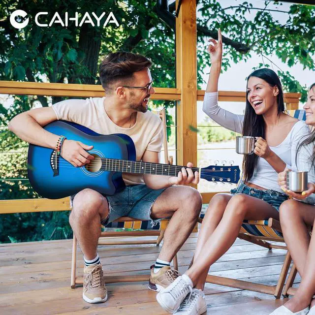 Alt view image 4 of 6 - Acoustic Guitar: For Beginner 38 Inch Cutaway All Wood Guitar Starter Kit for Kids Teenager Adults with Guitar bag, Brass strings, Capo, String Pick, Scale Stickers and Cloth CY0354