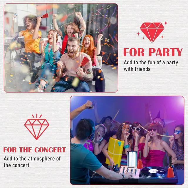 Alt view image 4 of 6 - 12 Pcs 10 Inch Cowbells with Handle Noise Makers,Red | Metal Cowbell at Sporting Events Football Games, Handheld Noisemakers for Wedding Party Classroom School Cheering Alarm Bell