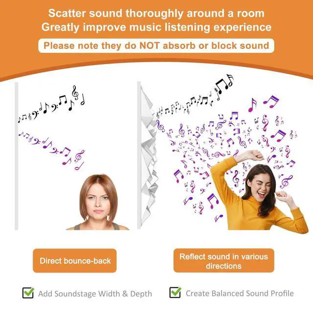 Alt view image 4 of 6 - Acoustic Sound Diffuser Panels, 19.7 X 19.7 X 1 inches 12 Pcs White PVC Plastic 3D Wall Panel, Recording Studio Acoustical Treatment Diffusion panel, Art Decorative Ceiling Tiles