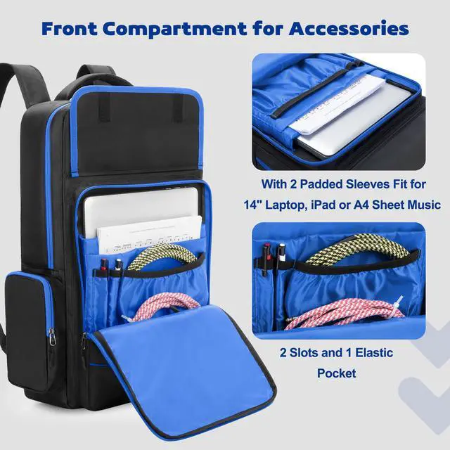 Alt view image 2 of 6 - Carrying Bag Backpack Fits for Boss Guitar Multi-Effects Pedal | Compatible with Boss GT-1/ME-80/ME-90/GX-100/GT-1000, Guitar Pedal Board Storage Case with Accessory Pocket for Laptop/Cables