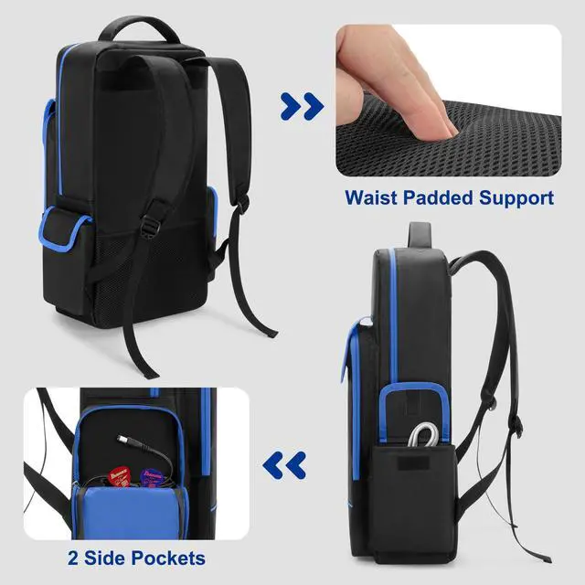 Alt view image 4 of 6 - Carrying Bag Backpack Fits for Boss Guitar Multi-Effects Pedal | Compatible with Boss GT-1/ME-80/ME-90/GX-100/GT-1000, Guitar Pedal Board Storage Case with Accessory Pocket for Laptop/Cables