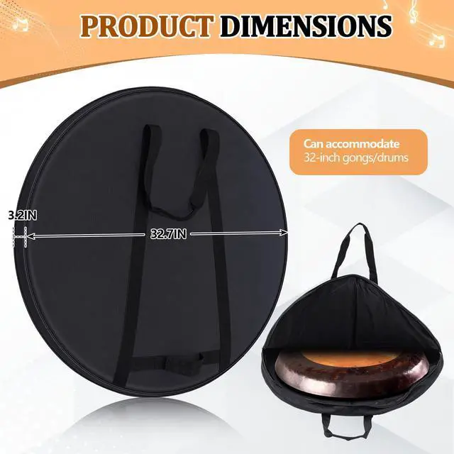 Alt view image 2 of 6 - 32'' Gong/Tam-tam Bag Drum Bag with Heavy Duty Fabric and Velvet Interior for Meditation, Sound Healing Therapy and Yoga