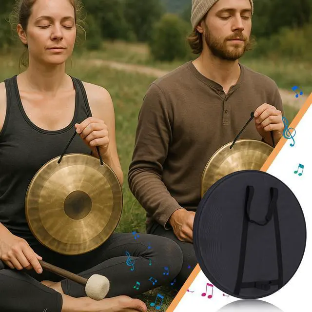 Alt view image 5 of 6 - 32'' Gong/Tam-tam Bag Drum Bag with Heavy Duty Fabric and Velvet Interior for Meditation, Sound Healing Therapy and Yoga