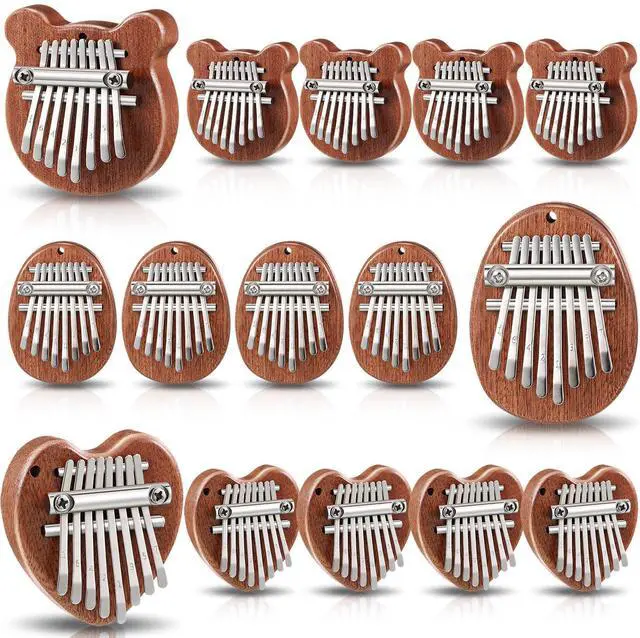 Main image of 15 Pack Mini Thumb Piano with 8 Key Cute Heart Oval Bear Small Kalimba Pocket Finger Piano for Kids Adults Valentine Christmas Musical Gifts