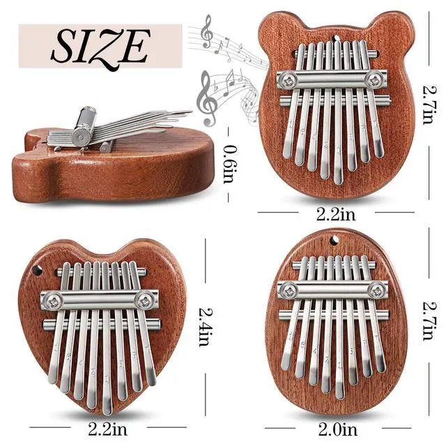 Alt view image 2 of 6 - 15 Pack Mini Thumb Piano with 8 Key Cute Heart Oval Bear Small Kalimba Pocket Finger Piano for Kids Adults Valentine Christmas Musical Gifts