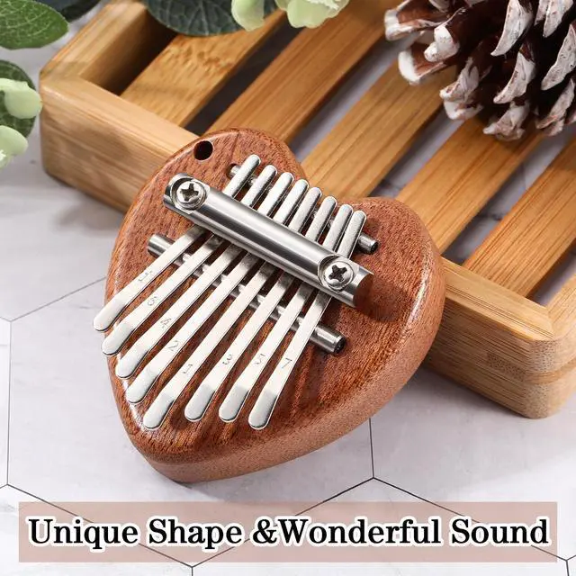 Alt view image 4 of 6 - 15 Pack Mini Thumb Piano with 8 Key Cute Heart Oval Bear Small Kalimba Pocket Finger Piano for Kids Adults Valentine Christmas Musical Gifts