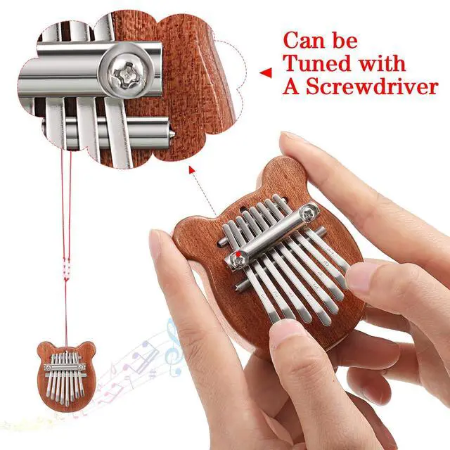 Alt view image 5 of 6 - 15 Pack Mini Thumb Piano with 8 Key Cute Heart Oval Bear Small Kalimba Pocket Finger Piano for Kids Adults Valentine Christmas Musical Gifts