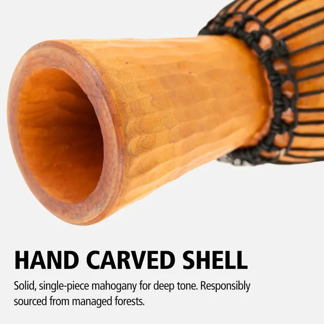 Alt view image 3 of 6 - HDJ4-S | Professional Hand Carved African Drum, Solid Mahogany Shell, Goat Skin Head, For All Skill Levels and Settings