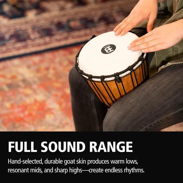 Alt view image 4 of 6 - HDJ4-S | Professional Hand Carved African Drum, Solid Mahogany Shell, Goat Skin Head, For All Skill Levels and Settings