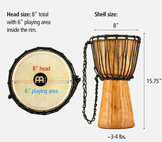 Alt view image 6 of 6 - HDJ4-S | Professional Hand Carved African Drum, Solid Mahogany Shell, Goat Skin Head, For All Skill Levels and Settings