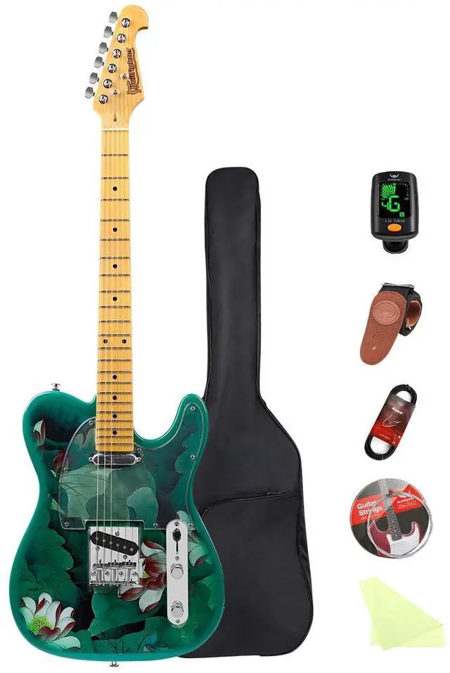 Main image of 39" TL Style Electric Guitar Solid Body Electric Guitars for Intermediate &Beginner Players with GIg Bag, Strap, Cable, Picks(lotus)