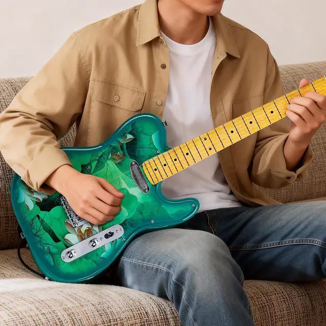 Alt view image 3 of 6 - 39" TL Style Electric Guitar Solid Body Electric Guitars for Intermediate &Beginner Players with GIg Bag, Strap, Cable, Picks(lotus)