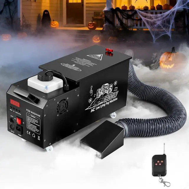 Main image of Low Lying Fog Machine, 1800W Water Based Ground Fog Machine with Remote, DMX 512 & Manual Control | High-Output Submersible Fog Machine for Halloween Party, Wedding, DJ Stage, Haunted House Effects