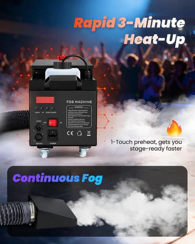 Alt view image 4 of 6 - Low Lying Fog Machine, 1800W Water Based Ground Fog Machine with Remote, DMX 512 & Manual Control | High-Output Submersible Fog Machine for Halloween Party, Wedding, DJ Stage, Haunted House Effects