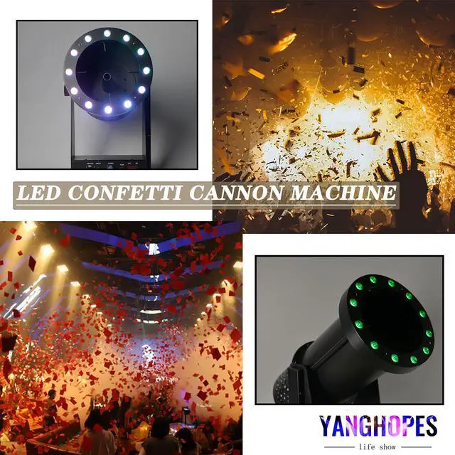 Alt view image 2 of 6 - 1500W Professional Confetti Machine RGB 12LEDs Cannon Machine Electric Confetti Launcher Confetti Tubes W/Wireless Remote & DMX, for Special Event, Parties, Club, Wedding, Concerts
