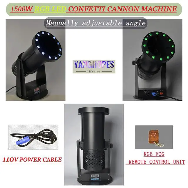 Alt view image 3 of 6 - 1500W Professional Confetti Machine RGB 12LEDs Cannon Machine Electric Confetti Launcher Confetti Tubes W/Wireless Remote & DMX, for Special Event, Parties, Club, Wedding, Concerts