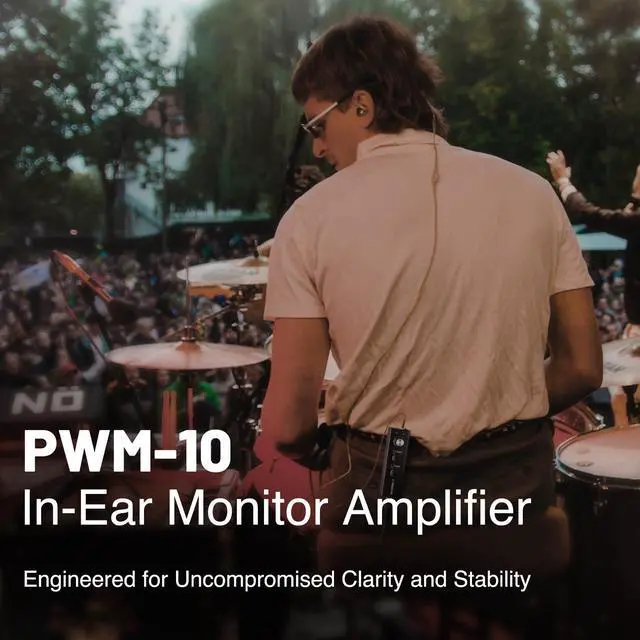 Alt view image 3 of 6 - Dual-Channel Portable Wired in-Ear Monitor System PWM-10 | 2 XLR Inputs, Stereo/Mono Mode, DC/2 AAA Power, Portable IEM Amp, Stage, Bands, Recording