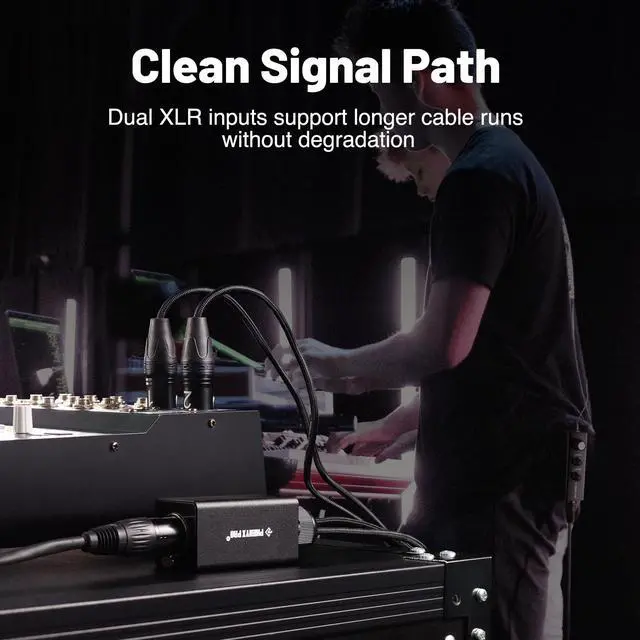 Alt view image 4 of 6 - Dual-Channel Portable Wired in-Ear Monitor System PWM-10 | 2 XLR Inputs, Stereo/Mono Mode, DC/2 AAA Power, Portable IEM Amp, Stage, Bands, Recording