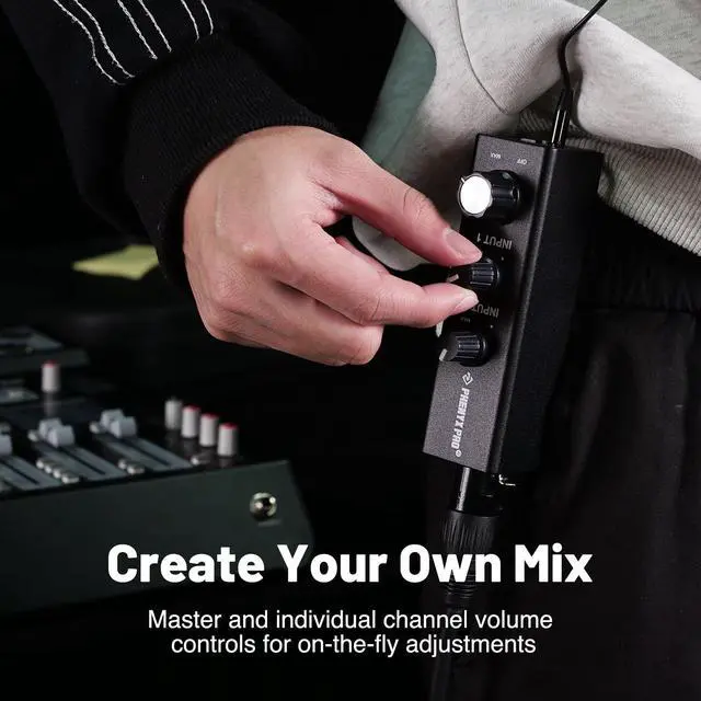 Alt view image 6 of 6 - Dual-Channel Portable Wired in-Ear Monitor System PWM-10 | 2 XLR Inputs, Stereo/Mono Mode, DC/2 AAA Power, Portable IEM Amp, Stage, Bands, Recording
