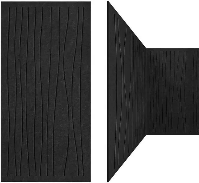 Main image of 3 Pack Acoustic Wall Panels, 47.2"x23.6" Sound Proof Panels, Black |, 0.4" Thick, Polyester Fiber Material, Wavy Grooved Pattern, Easy to Cut and Install