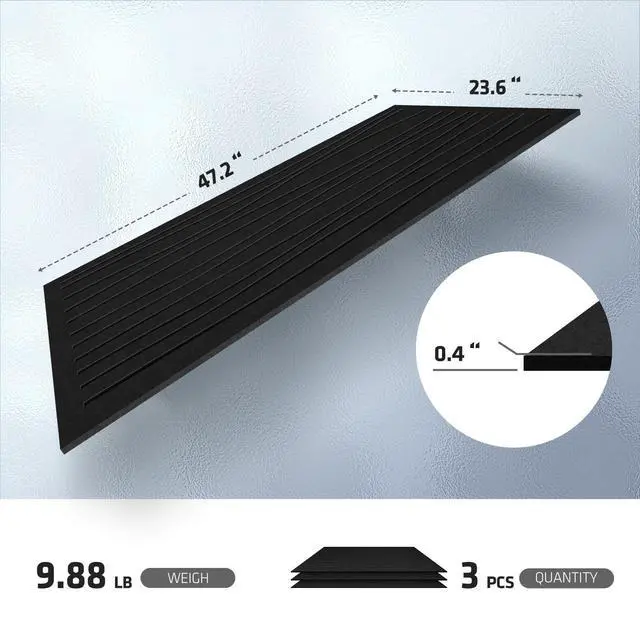 Alt view image 3 of 6 - 3 Pack Acoustic Wall Panels, 47.2"x23.6" Sound Proof Panels, Black |, 0.4" Thick, Polyester Fiber Material, Wavy Grooved Pattern, Easy to Cut and Install