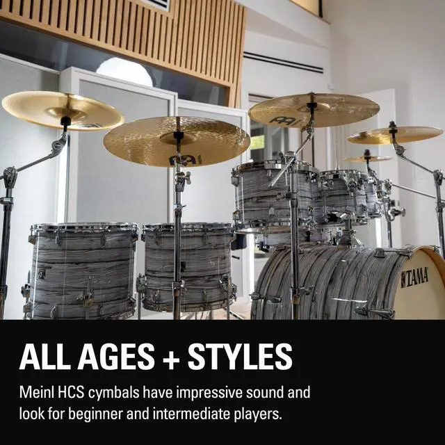 Alt view image 6 of 6 - Meinl 12" Trash Stack Cymbal Pair with Holes - HCS Traditional Finish Brass for Drum Set, Made In Germany, (HCS12TRS) | Durable Brass Alloy, Bright & Musical Sound, Beginner Friendly Made by the Sam