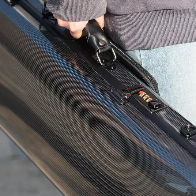 Alt view image 5 of 6 - 4/4 Full Size Violin case High-Strength Carbon Fiber Rectangular Violin Music Bag With Combination Lock and Extra Bag Black Violin Hard Case (VB-Square-BlackDot spot)