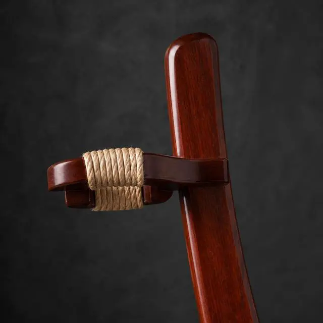 Alt view image 4 of 6 - Wooden Guitar Stand, Walnut Color | Handmade, Solid Semi-curved Design, Floor Stand, For Acoustic, Classical Guitars, Banjos, Mandolins