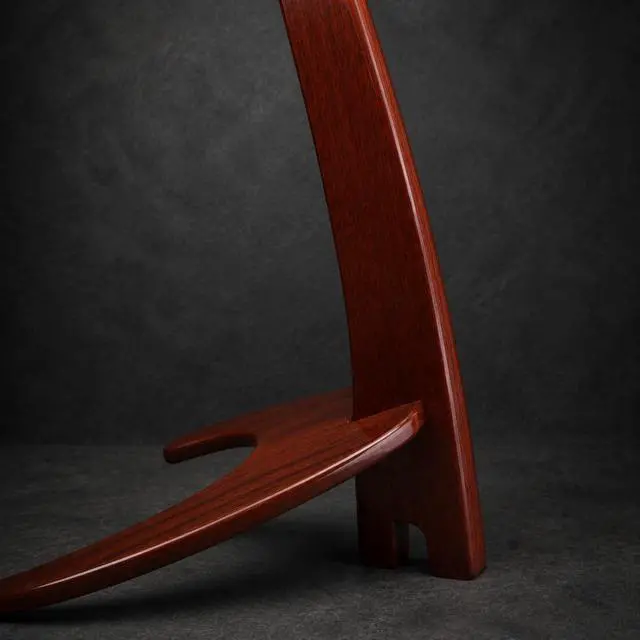 Alt view image 5 of 6 - Wooden Guitar Stand, Walnut Color | Handmade, Solid Semi-curved Design, Floor Stand, For Acoustic, Classical Guitars, Banjos, Mandolins