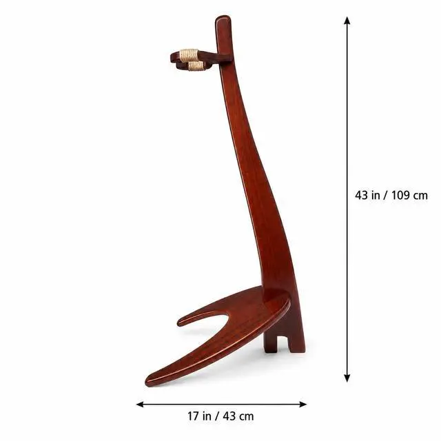 Alt view image 6 of 6 - Wooden Guitar Stand, Walnut Color | Handmade, Solid Semi-curved Design, Floor Stand, For Acoustic, Classical Guitars, Banjos, Mandolins