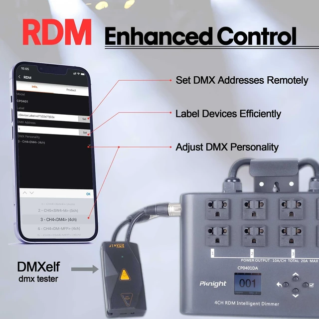 Alt view image 3 of 6 - 4-Channel RDM/DMX Dimmer/Switch/Relay Pack, No Dummy Load Required, Flicker-Free LED Control