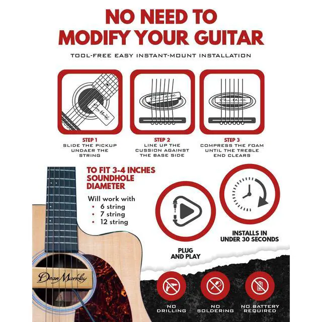 Alt view image 5 of 6 - ProMag Plus Soundhole Acoustic Guitar Pickup, Single Coil | Single-Coil Acoustic Guitar Soundhole Pickup With Smooth String Balance, Bell-Like Harmonics, and 60-Second Install