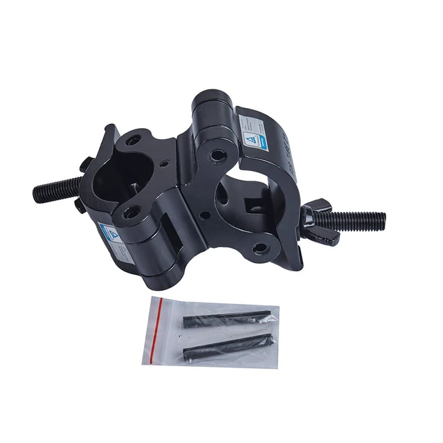 Alt view image 2 of 6 - Fits 2 Tube Black Aluminum Swivel Truss clamp For Truss Pipes | Heavy Duty 1100LB Pro 360º Swivel Dual Coupler Clamp