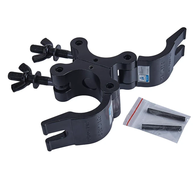 Alt view image 3 of 6 - Fits 2 Tube Black Aluminum Swivel Truss clamp For Truss Pipes | Heavy Duty 1100LB Pro 360º Swivel Dual Coupler Clamp