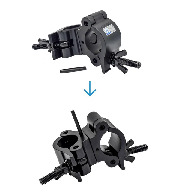 Alt view image 4 of 6 - Fits 2 Tube Black Aluminum Swivel Truss clamp For Truss Pipes | Heavy Duty 1100LB Pro 360º Swivel Dual Coupler Clamp