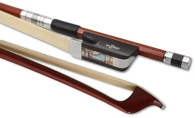 Main image of 3/4 Upright Double Bass Bow for String Bass Bows Germany French style Natual Mongolia bow hair ebony frog pearl inlay