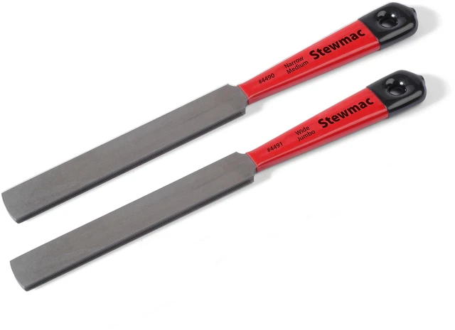 Main image of Double-Edge Fret Crown Files, Set of 2, Narrow to Jumbo | Hollow-Ground Fret Files, One for Narrow and Medium Fretwire, One for Wide/Jumbo, Luthier Shaping and Recrowning Tool
