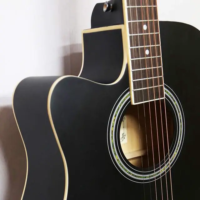 Alt view image 5 of 6 - Left Handed Guitar,Left Handed Acoustic Guitar Cutaway 41 inch Full-size Beginner Guitar Package with Gig Bag Tuner String Strap Capo,Black By