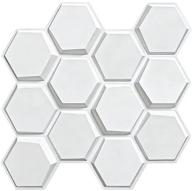 Main image of Hexagon Acoustic Sound Diffuser Panels, 19.7 X 19.7 X 0.9 inches 12 Pcs White PVC Plastic 3D Wall Panel, Recording Studio Acoustical Treatment Diffusion panel, Art Decorative Ceiling Tiles