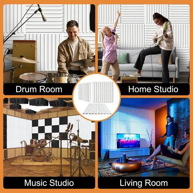 Alt view image 5 of 5 - Slat Acoustic Sound Diffuser Panels, 19.7 X 19.7 X 0.5 inches 12 Pcs White PVC Plastic 3D Wall Panel, Recording Studio Acoustical Treatment Diffusion panel, Art Decorative Ceiling Tiles