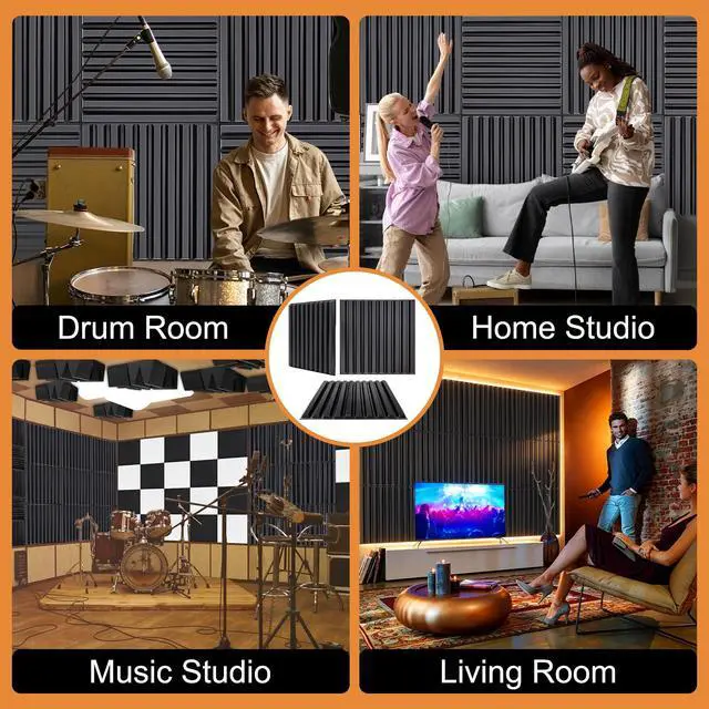 Alt view image 5 of 5 - Slat Acoustic Sound Diffuser Panels, 19.7 X 19.7 X 0.5 inches 12 Pcs Black PVC Plastic 3D Wall Panel, Recording Studio Acoustical Treatment Diffusion panel, Art Decorative Ceiling Tiles